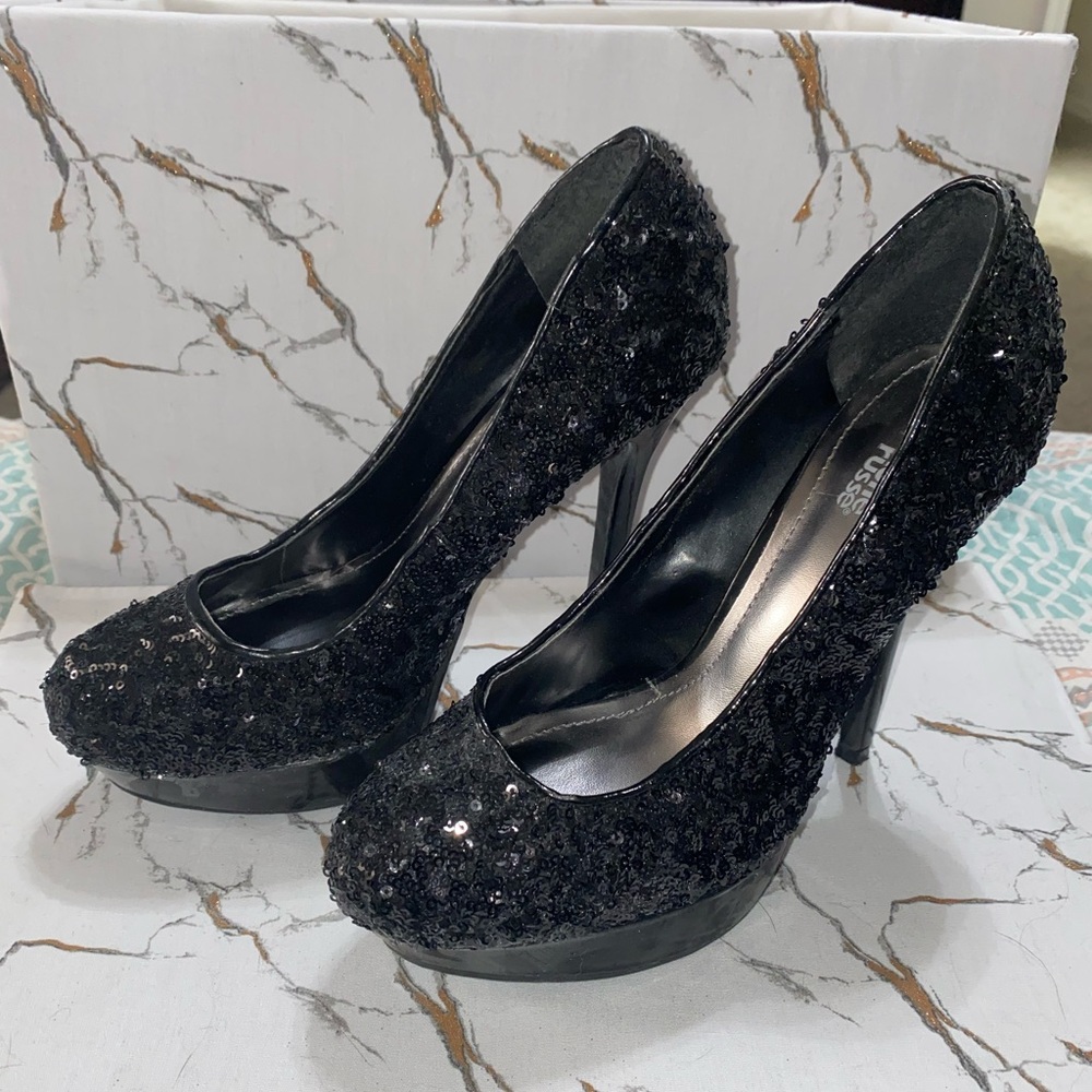 Black Sequin Charlotte Russe heels size 9